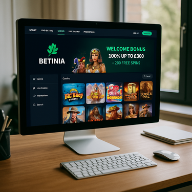 Betinia - Desktop Plattform Design - Modernes Casino Interface